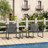 Asofer Patio Chairs Set of 2, Patio Furniture Set with Metal Frame Glass Table,  for Balcony,Lawn, Black