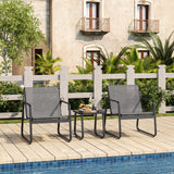 3 Pieces Patio Furniture Set,Textilene Modern Conversation Black Set with Tea Table for Home,Lawn,Balcony and Bistro - Gray