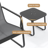 Asofer 3-Piece Outdoor Patio Furniture Set with Glass Table, Bistro Chairs Set for Poolside, Porch, Lawn, Gray