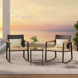 3-Piece Outdoor Rocking Conversation Set - Beige