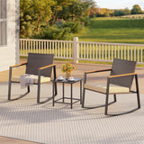 3-Piece Outdoor Rocking Conversation Set - Beige