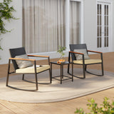 3-Piece Outdoor Rocking Conversation Set - Beige