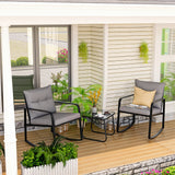 Asofer Patio Furniture Set, Rocking Chair with Coffee Table, for Bistro, Conversation, Garden, Balcony, Backyard, Mixed Color
