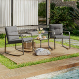 Asofer Patio Furniture Set, Rocking Chair with Coffee Table, for Bistro, Conversation, Garden, Balcony, Backyard, Mixed Color