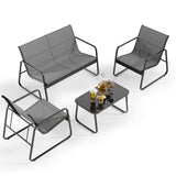 Patio Furniture Set on Sale, Outdoor Conversation Set with Textilene Chair & Coffee Table for Backyard, Poolside Porch, Gray