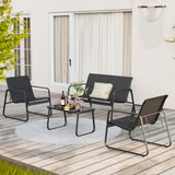 Asofer 4-Piece Patio Furniture Set with Loveseat for Poolside, Porch, Lawn, Black,Asofer 3-Piece Outdoor Rocking Bistro Set with Heightened