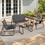 Patio Furniture Set on Sale, Outdoor Conversation Set with Textilene Chair & Coffee Table for Backyard, Poolside Porch, Black