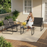Patio Furniture Set on Sale, Outdoor Conversation Set with Textilene Chair & Coffee Table for Backyard, Poolside Porch, Black