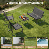 Patio Furniture Set on Sale, Outdoor Conversation Set with Textilene Chair & Coffee Table for Backyard, Poolside Porch, Black