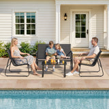 Patio Furniture Set on Sale, Outdoor Conversation Set with Textilene Chair & Coffee Table for Backyard, Poolside Porch, Black
