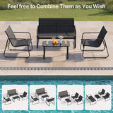 Patio Furniture Set on Sale, Asofer 4-PCS Bistro Set with Coffee Table for Poolside, Porch, Lawn, Black
