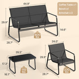 Patio Furniture Set on Sale, Asofer 4-PCS Bistro Set with Coffee Table for Poolside, Porch, Lawn, Black