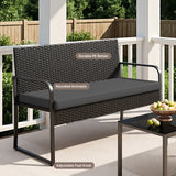 Patio Furniture Set, Asofer 4 Pieces All-Weather Outdoor Rattan Conversation Set with Glass Table for Lawn, Porch, Black