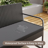 Patio Furniture Set, Asofer 4 Pieces All-Weather Outdoor Rattan Conversation Set with Glass Table for Lawn, Porch, Black