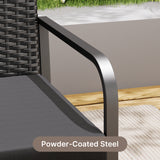 Asofer 4 Pieces Patio Furniture Set, All-Weather Outdoor Rattan Conversation Set with Glass Table for Lawn, Porch, Black