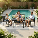 Patio Furniture Set on Sale, Outdoor Conversation Set with Rattan Chair & Coffee Table for Backyard, Poolside Porch, Gray