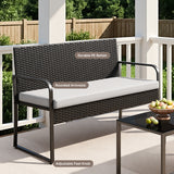Asofer 4 Pieces Patio Furniture Set, All-Weather Outdoor Rattan Conversation Set with Glass Table for Lawn, Porch, Grey