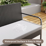 Asofer 4-PCS Outdoor Patio Furniture Set with Glass Table, Bistro Table and Chairs Set for Poolside, Porch, Lawn, Gray