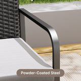 Asofer 4 Pieces Patio Furniture Set, All-Weather Outdoor Rattan Conversation Set with Glass Table for Lawn, Porch, Grey