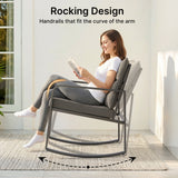 Patio Furniture Set on Sale, Outdoor Rocking Chair Set with Soft Cushion & Coffee Table for Backyard, Poolside Porch, Gray