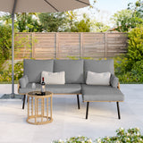 Asofer L-Shaped Outdoor Patio Furniture Set, Wicker Conversation Sofa with Thick Cushion & Table for Porch, Balcony, Pool, Gray