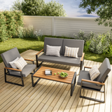 Asofer 4-Piece Patio Furniture Set, Weatherproof Outdoor Conversation Set with Thick Cushions and Coffee Table  for lawn, Yard, Poolside