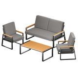 Asofer 4-Piece Patio Furniture Set, Weatherproof Outdoor Conversation Set with Thick Cushions and Coffee Table  for lawn, Yard, Poolside