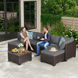 Asofer 7-Piece Patio Furniture Set with Rattan Sofa & Thickened Cushions & Coffee Table for Garden, Backyard, Gray