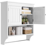 Bathroom Cabinet Wall Mounted with Doors and Towel Bar, Wood Hanging Cabinet, Wall Cabinets Over The Toilet, Bathroom Wall Cabinet - White