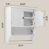 Bathroom Cabinet Wall Mounted with Doors and Towel Bar, Wood Hanging Cabinet, Wall Cabinets Over The Toilet, Bathroom Wall Cabinet - White