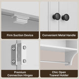 Bathroom Cabinet Wall Mounted with Doors and Towel Bar, Wood Hanging Cabinet, Wall Cabinets Over The Toilet, Bathroom Wall Cabinet - White