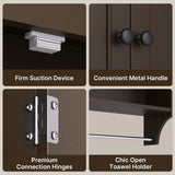 Bathroom Cabinet Wall Mounted with Doors and Towel Bar, Wood Hanging Cabinet, Wall Cabinets Over The Toilet, Bathroom Wall Cabinet - Dark Brown