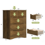 Dresser for Bedroom, Asofer 5 Drawer Dresser with Cutout Handle, Sturdy Wood Storage Cabinet, Brown