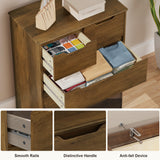 Dresser for Bedroom, Asofer 5 Drawer Dresser with Cutout Handle, Sturdy Wood Storage Cabinet, Brown