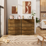 Dresser for Bedroom, Asofer 5 Drawer Dresser with Cutout Handle, Sturdy Wood Storage Cabinet, Brown