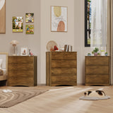 Dresser for Bedroom, Asofer 5 Drawer Dresser with Cutout Handle, Sturdy Wood Storage Cabinet, Brown