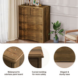Dresser for Bedroom, Asofer 5 Drawer Dresser with Cutout Handle, Sturdy Wood Storage Cabinet, Brown
