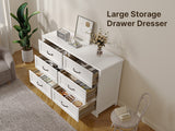 Asofer White Bedroom Set: Queen Bed Frame + 6-Drawer Dresser + 5-Drawer Dresser + 2 Night Stands