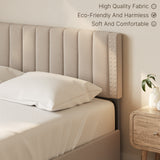 Asofer Modern Queen Bed Frame with Adjustable Headboard and 4 Metal Storage Drawers, No Noisy, No Box Spring, Beige