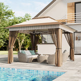 Lofka 10x10 Pop Up Gazebo Canopy with Mosquito Netting UV50+ Waterproof Outdoor Shade,Beige