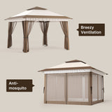 Patio Furniture Set - Includes 7 PCS Wicker Sectional sofa & 11x11 Pop Up Gazebo, 121 Square feet of Shade