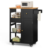 17.7" x 33"  Kitchen Island Cart with Storage,Rolling Kitchen Island Side Table on Wheels with Worktop,Spice Rack ,Adjustable Shelves and Drawer for Kitchen,Dining Room - Black
