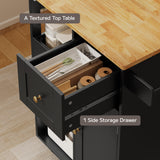 17.7" x 33"  Kitchen Island Cart with Storage,Rolling Kitchen Island Side Table on Wheels with Worktop,Spice Rack ,Adjustable Shelves and Drawer for Kitchen,Dining Room - Black