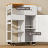 17.7" x 33" Kitchen Island Cart on Wheels with Towel Bar and Hooks, Rolling Mobile Serving Utility Cart with Drawer and Adjustable Shelves - White