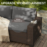 Patio Furniture Set, Asofer 6-PCS Outdoor Sectionals with Rattan Sofa & Thickened Cushions & Coffee Table for Garden, Backyard, Gray