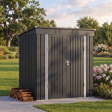 Asofer 6'x4' Shed and Outdoor Storage, Metal Shed with Double Doors & Vents for Garden, Backyard, Patio, Dark Gray