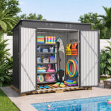 Asofer 6'x4' Shed and Outdoor Storage, Metal Shed with Double Doors & Vents for Garden, Backyard, Patio, Dark Gray