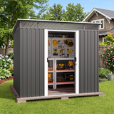 Asofer 8'x6' Shed and Outdoor Storage, Metal Shed with Sliding Doors & Vents for Garden, Backyard, Patio, Dark Gray