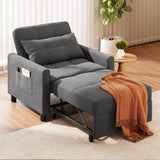 Noelse Convertible Chair Bed Sleeper, Pull Out Sofa Chair Bed with 3-Level Adjustable Backrest, Space Saving Small Couch for Bedroom Living Room Apartment, Dark Grey