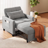 Asofer Sofa Bed Chair, 3 in 1 Convertible Futon Couch, Adjustable Backrest, Breathable and easy to clean, Gray